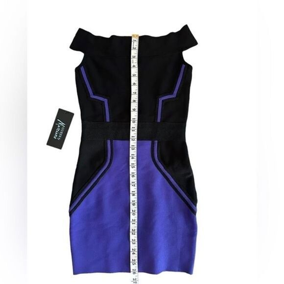 Guess by Marciano Bandage off shoulder Dress XS NWT black and purple mini - Picture 12 of 12
